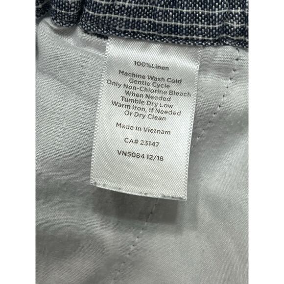 Talbots Linen Pants blue/white stripes Women’s 4 Drawstring Straight Leg Coadtal - Picture 5 of 5